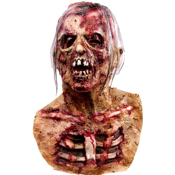 Skræmmende gående monstermaske Dead Zombie Uhyggelig Halloween-kostumefest Latex Fuld Cosplay-rekvisit Voksen