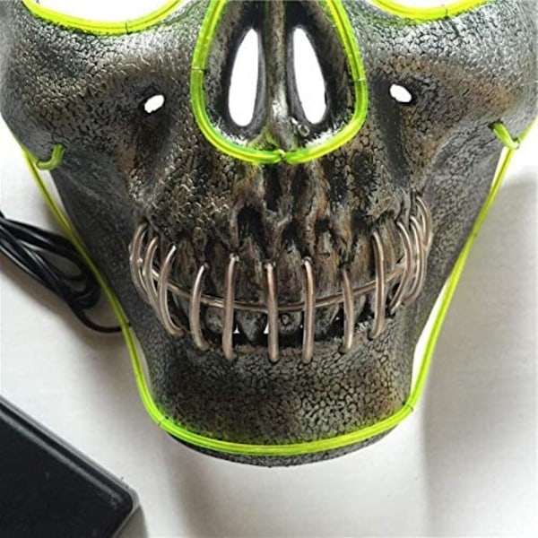 LED Glow Halvmaske Skallemodell for Halloween Kostymefest Rekvisitter Display