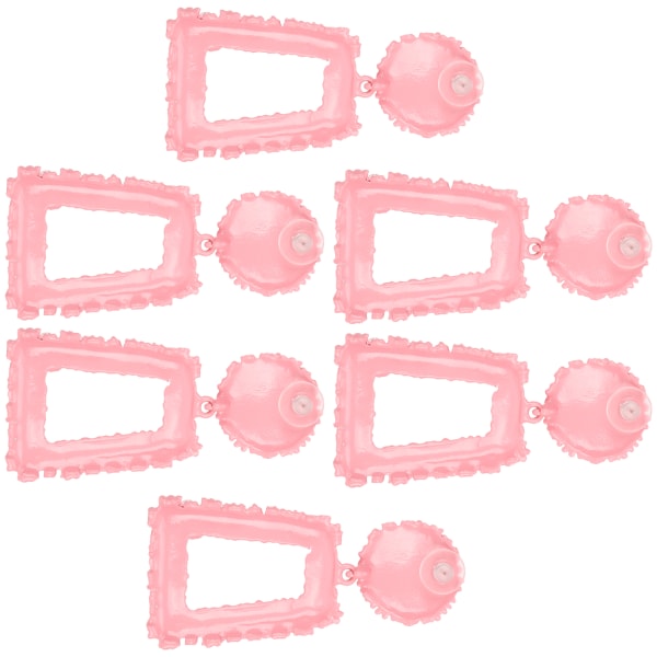 3 paria korvakoruja vaaleanpunaiset geometriset ontot puolisuunnikkaan muotoiset roikkuvat muodikkaat korvakorut