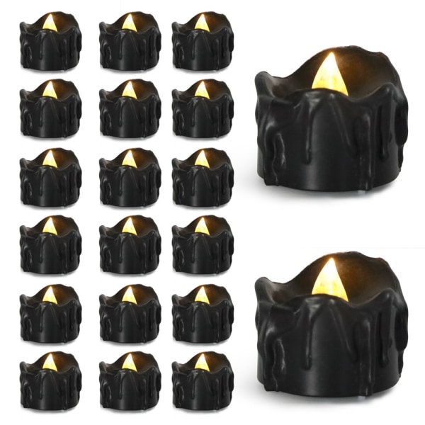 20 pakke svarte tårer elektroniske stearinlys Creative CR2032 plast LED glødende stearinlys Bryllupslys (varmhvite blinkende lys)
