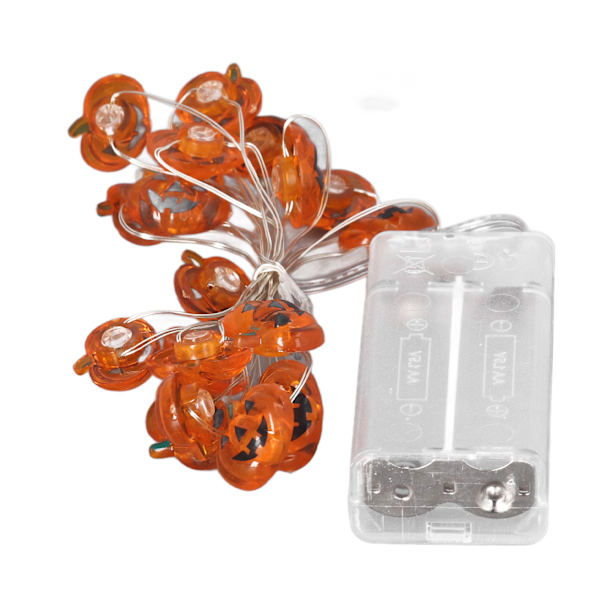 20-stykker 2m Batteridrevne LED-Gresskarlysstreng - Kobbertråd Halloween-dekor for innendørs og utendørs DIY-prosjekter