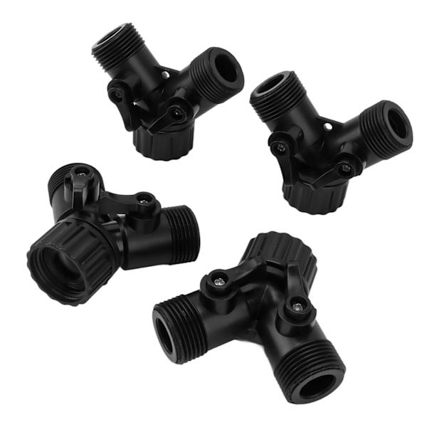 Tap Y Splitter 2 Vejs 2 Ventiler Slange Splitter Stik til Have Slange Hane EU Standard 4 stk Sort