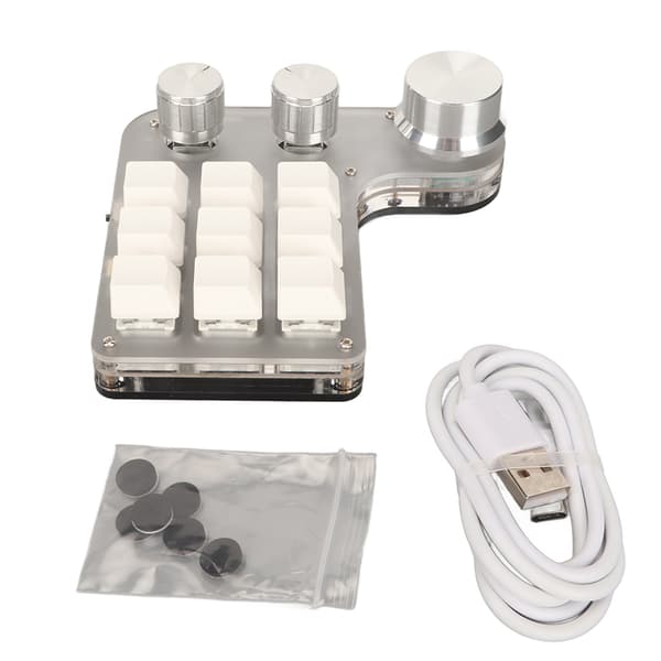 DIY Programmerbart RGB Mekanisk Tastatur 9 Taster 3 Knapper Trådløs Bluetooth Kablet USB til Kontor Hvid