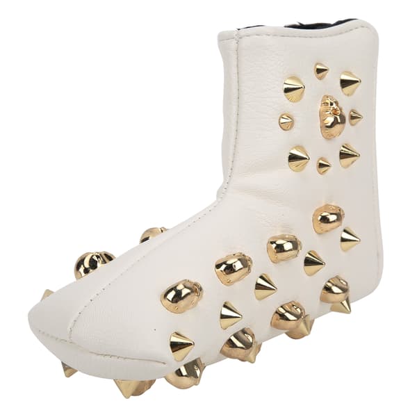 PU Läder Golf Trä Head Covers Vattentät Golf LShape Putter Skeleton Rivet Headcover Protector (Vit)