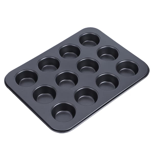 12 kopper non-stick muffinform rund kageform sort køkkenbageværktøj