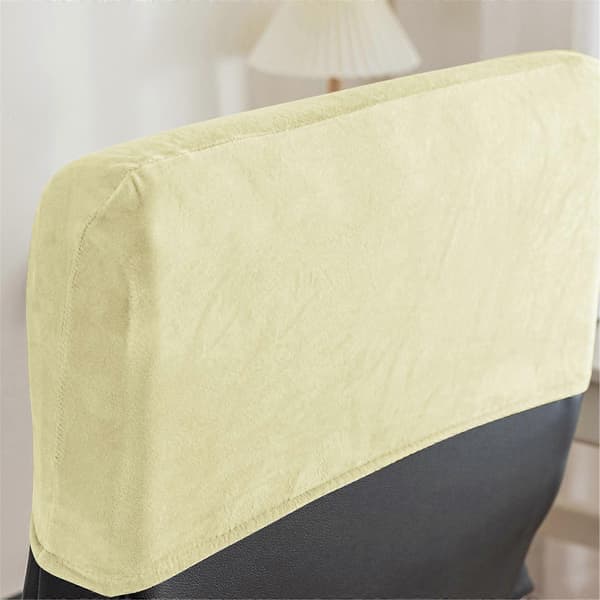 Office Chair Headrest Cover, Stretch Plush Rectangular Protective Cover Fits 40-50cm Headrest for Dust Protection and Daily Use rice