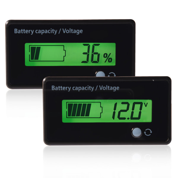 Grön bakgrundsbelyst LCD-display Batterikapacitet Spänningsmätare Testare Voltmeter Monitor