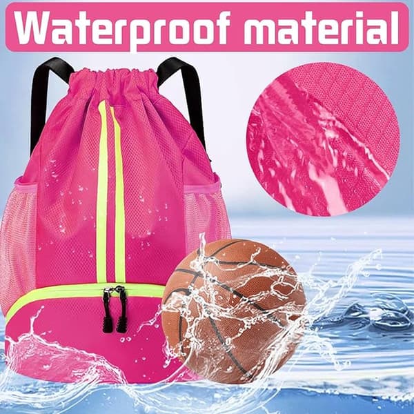 Backpack - School Bag Sport Unisex Practical & Stylish With Drawstring Adjustable With Ball Pocket Bottom Waterproof_yu
