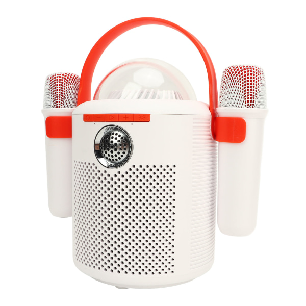 Karaokekone Valkoinen Kaksimikrofoni 3D-stereoääni Värikäs ympäristön valaistus, melunvaimennus Kannettava karaokekaiutin juhlalahjaksi