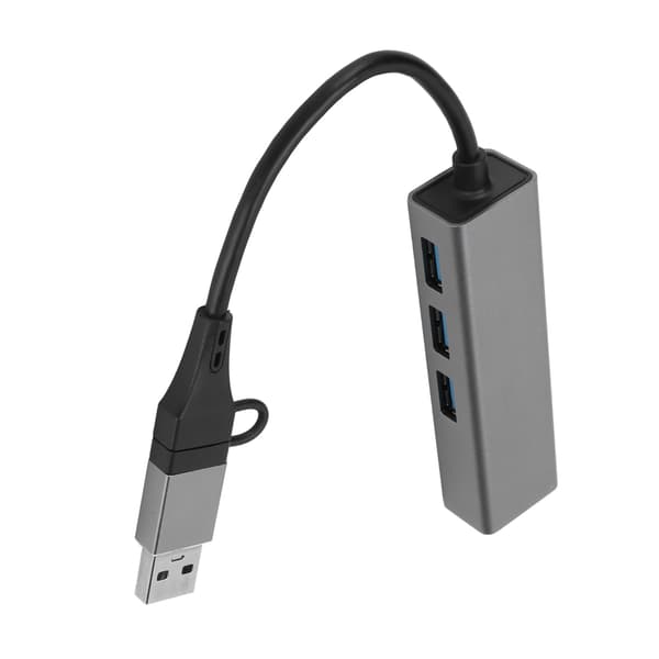 USB 3.0 Hub 4 Port USB C til RJ45 Adapter 5Gbps Aluminiumlegering Plug and Play til Windows Linux OS X Sølvgrå
