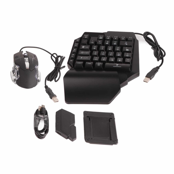 Portabel Mini Speltangentbord Mus USB RGB Handledsstöd Halv Hand 35 Tangenter Tangentbord Mus med Konverterare för Android för IOS