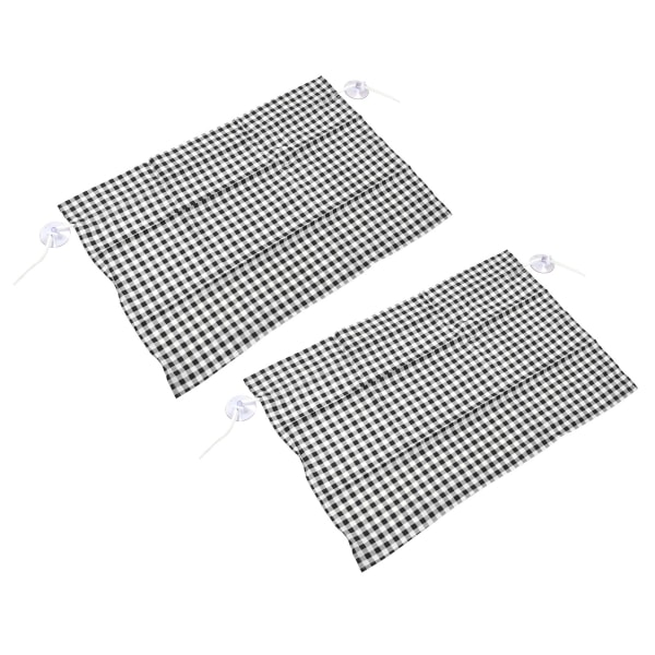 2st Grid Design Anti Ultraviolett Bilgardin Sida Bilfönster Solskydd med sugkopp Svart rutnät