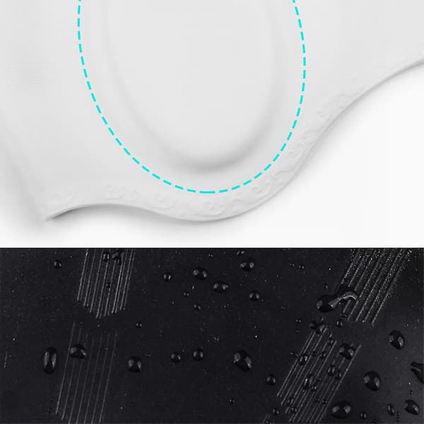 Silikon badehette langt hår 3D ørebeskyttelse ergonomisk design for tenåring-voksen Black
