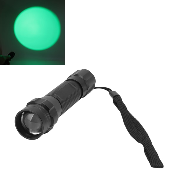 Grönt ljus LED-ficklampa Zoombar Bärbar Single Mode Green Hunting Light Ficklampa för observation Astronomy Camping- W