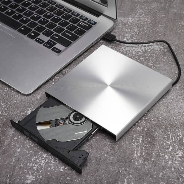 Extern USB 3.0 DVD-brännare Optisk Enhet för Stationär Dator Notebook Windows 98 ME 2000 XP Silvergrå