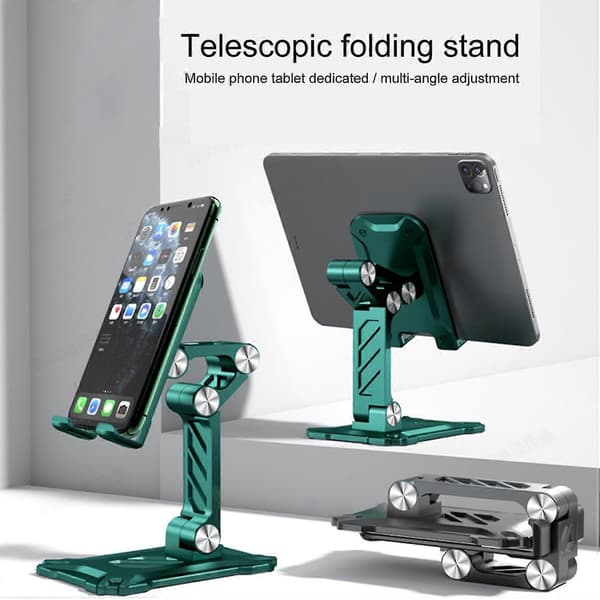 Phone Holder Adjustable Strong Applicability Aluminum Alloy Foldable Desktop Phone Tablet Lazy Holder Black