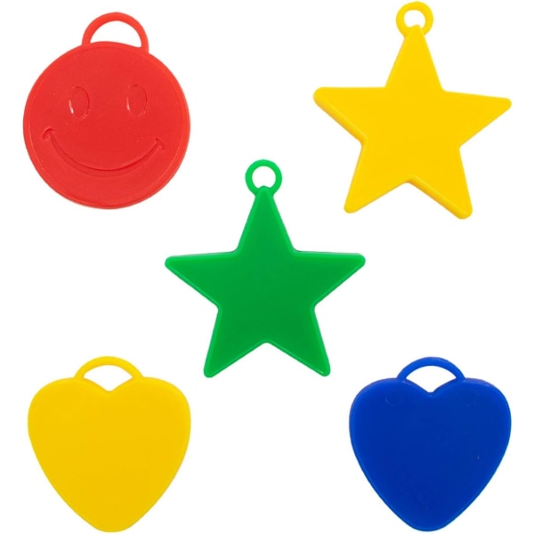 20 heliumballongvikter Diverse former och färger Stjärnor Hjärtan Leende ansikten för barnkalas