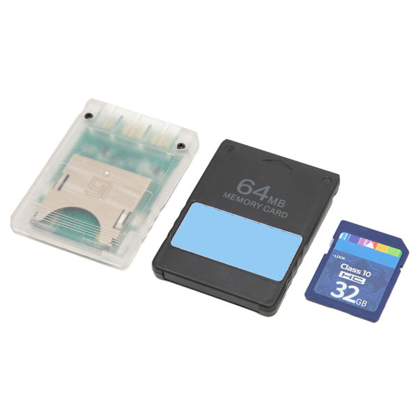 Konsollkort-adapter Plug and Play Lagringskortleser med 32 GB Lagringskort 64 MB FMCBV1.966 Kort for PS2-konsoller Fat-konsoller
