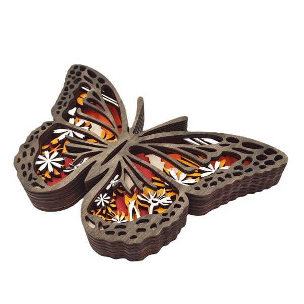 Uthult trehåndverk Kreative dyrehjemslamper Dekorative sommerfugltrepynt Dekorativt nattlys