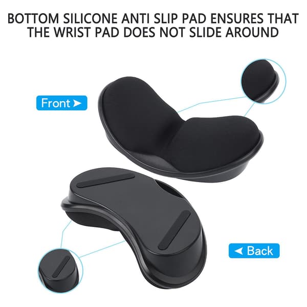 Musematte Håndleddsstøtte Ergonomisk Sakte-rebound Håndleddspute for Kontor Black