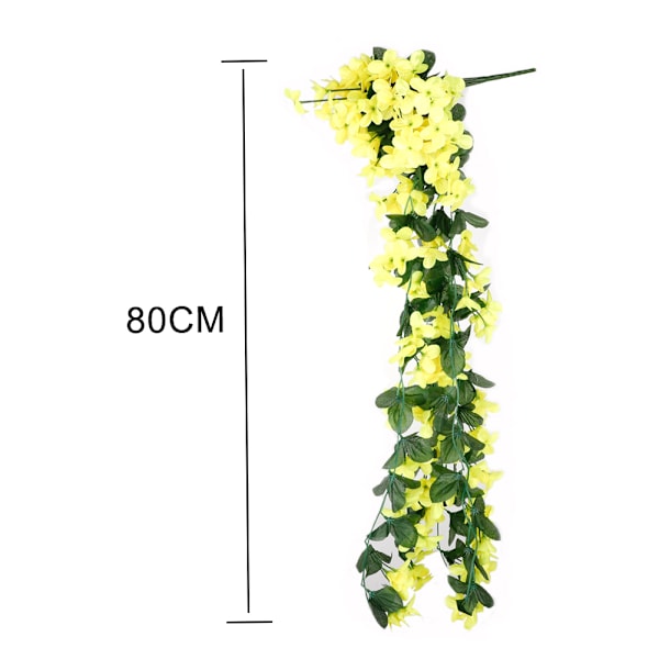 Gul Kunstig Wisteria Hængekurv med 4 Blade til Bryllup og Hjemmedekoration