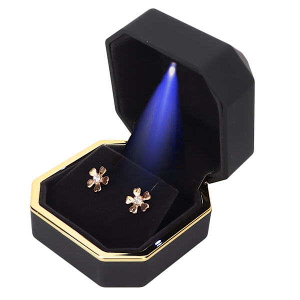 Musta LED-korupakkauksen korvakoruille - Elegantti näyttölaatikko ehdotuksiin, kihlauksiin ja häihin