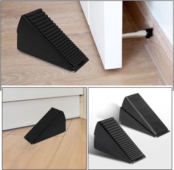2 stk - Dørstopper Gummikilebase for skapstoppere holderbuffer Rustfritt stål svart 13*7.5*4.5 cm_yu