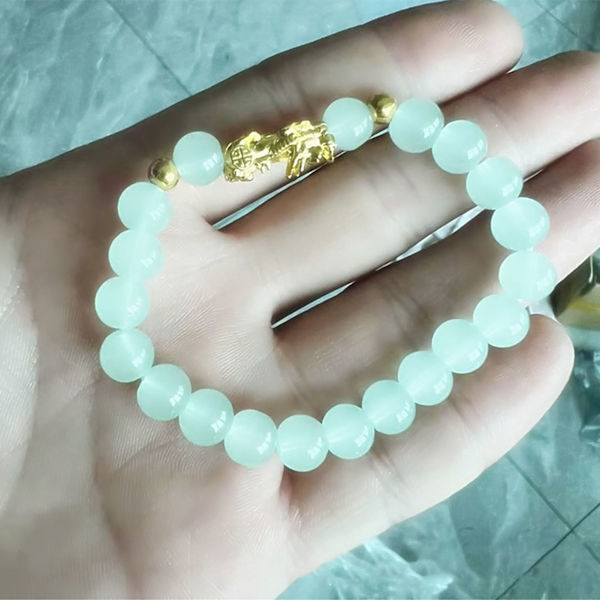 Perle Armbånd Let Match Fint Håndværk Stilfuldt Smykke Armbånd til Meditation Gave Lysegrøn
