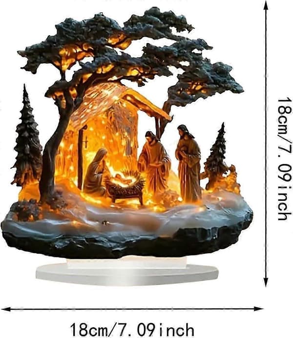 Julekrybbesæt 7-tommer LED-lys Indendørs Bordplade Julekrybbe Julelandsbypynt Universal sizing