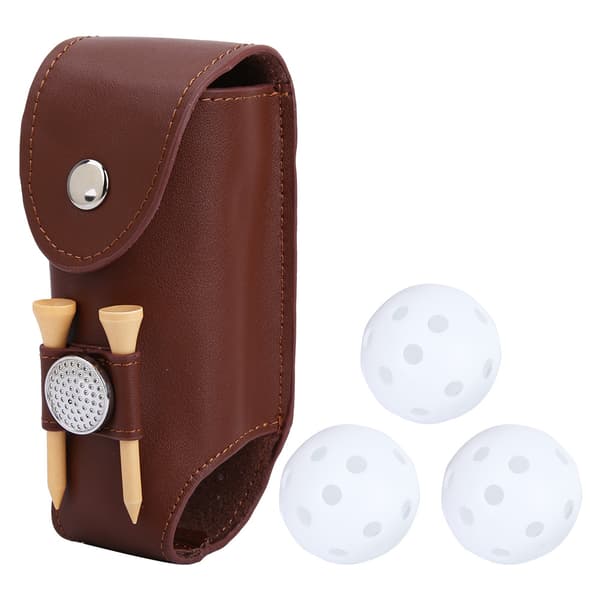 Mini PU Golfboldtaske med Tee Stor Kapacitet Brun