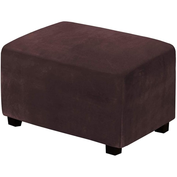 (Mörkbrun) Stretch Ottoman Covers Velvet Ottoman Cover Rektangel Fotpall Cover Fotpall Cover