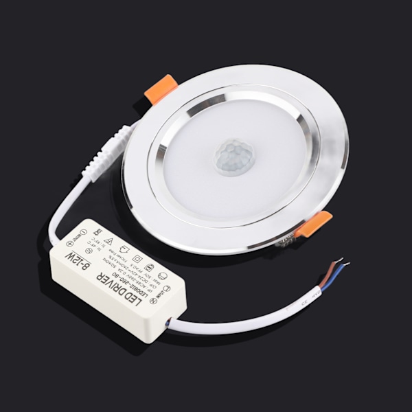 9W 18-LED Infrarød Sensor Taklampe med Kald Hvit Lys - Menneskekropps Induksjon Downlight