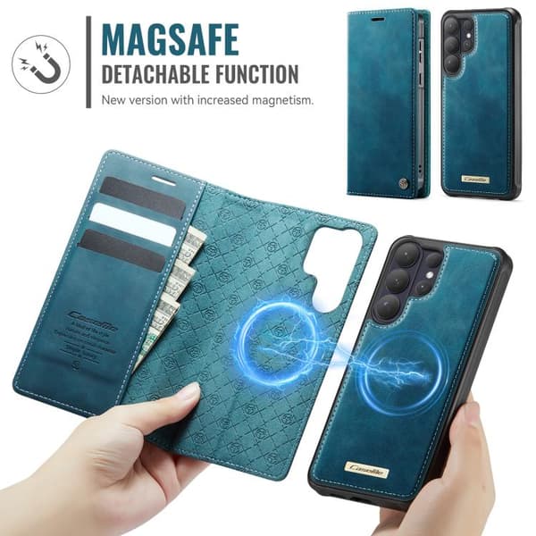 [02]Magnetic RFID Blocking Leather Case for Samsung Galaxy S26 Ultra 5G Grön