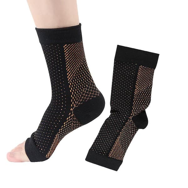 1 par kobberinfunderede kompressionsstrømper ankelstøtte smertelindrende strømper Black L/xl