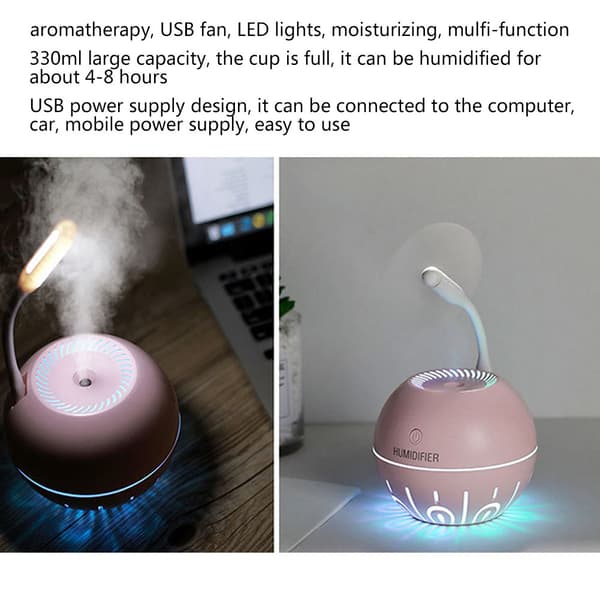 Mini Ball LED Natlys USB Luftfugter Pink