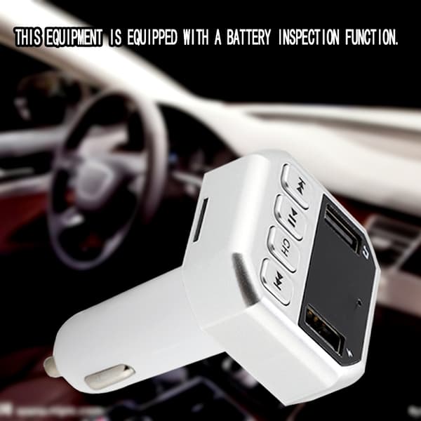 Bluetooth FM-sender MP3-afspiller Håndfri opkald USB-biloplader Sølv