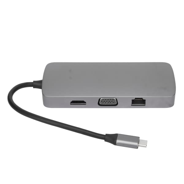 10 i 1 USB C Hub Adapter Multiport Dockingstation Høj Hastighed USB 30 til Windows Android OS Grå