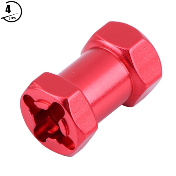 4 kpl 12 mm RC kuusiokolopyörän navan metalliadapteria D90 AX10 CC01 SCX10 F350 -raakalaisille (20 mm punainen)