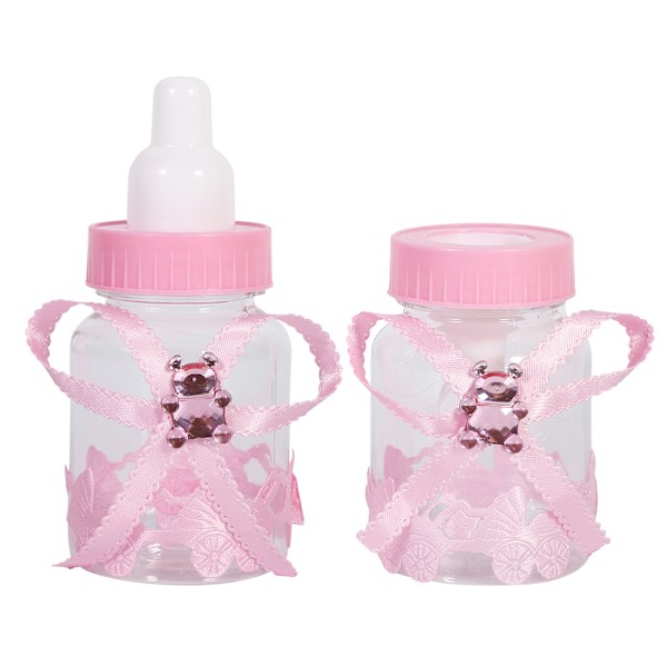 50 stk. Rosa Sødmeflaske-Sæt til Babyshower-Gaveæsker og Dekorationer