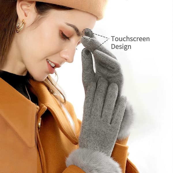 Vinterhandsker til kvinder Touchscreen-handsker Termiske vindtætte handsker Bløde varme handsker i imiteret pels til, Gg grey