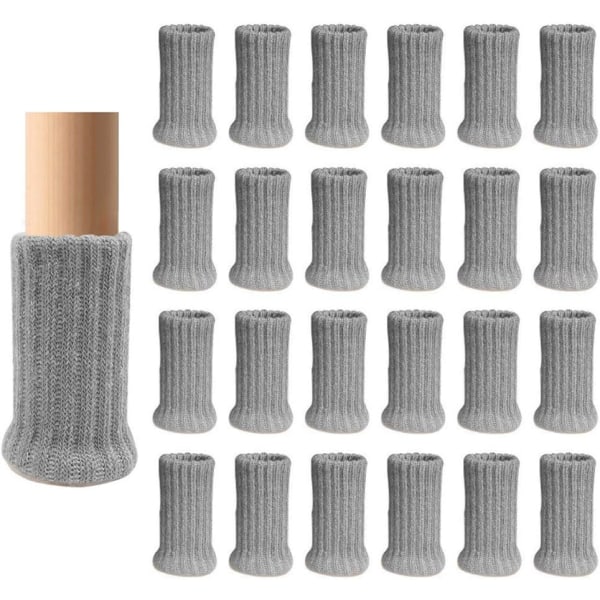 24-pack stolstrumpor, grå tjocka dubbelstickade stolstrumpor Halkfria fötter skyddar golvet