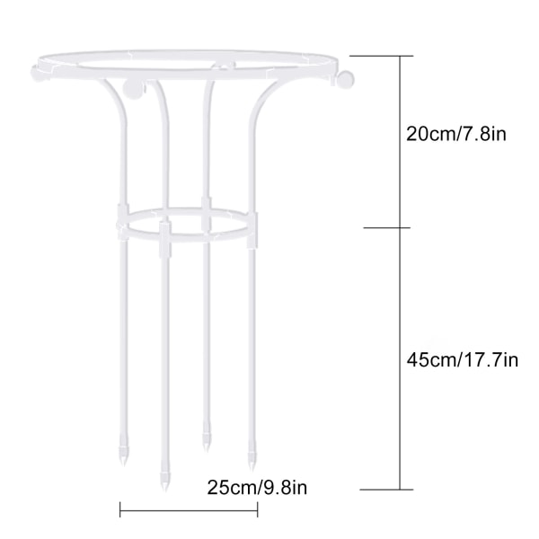 Yksiympyrä sateenvarjokukkajalusta - valkoinen, korkeus 65cm, ympyrän halkaisija 25cm