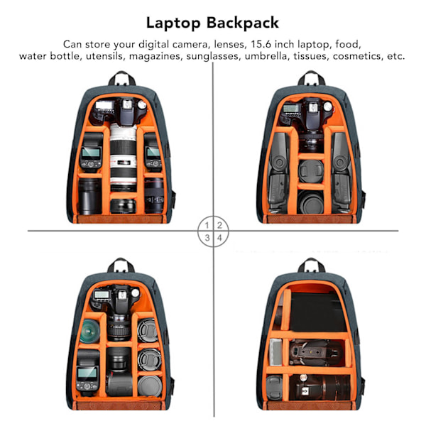 Regntrekk Utendørs Sportsreise Camping Kamera Ryggsekk Vanntett Polyester Laptop Ryggsekk Stropp Blå