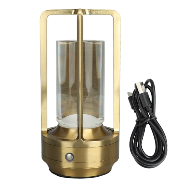 Genopladelig Ledningsfri LED Bordlampe - Berøringsstyring med 3 Farver Trinløs Dæmpning - Elegant Guldsengbord Natlampe