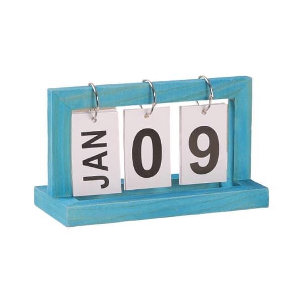Blå kalender med bladfunktion, prydnad för hall och vardagsrum Blue