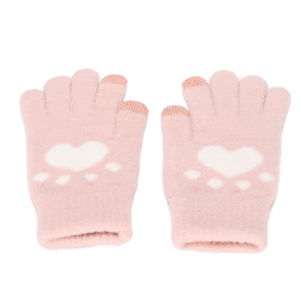 Kattepote Touch Screen Handsker Bløde Varme Mink Pels Vinterhandsker Pink