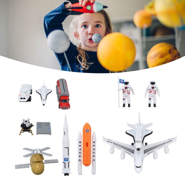 Romfergeleketøy glatte kanter Realistisk skala Pedagogisk romlig fantasi Legering rakettskipsett for barn Barn Fly og rakettdrakt