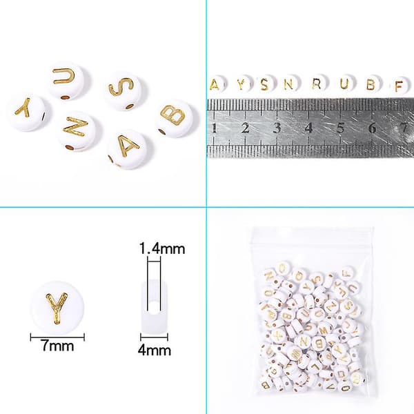 100 st akryl alfabetpärlor multifunktionella DIY smyckestillbehör handgjorda armband M