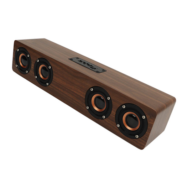 Trä Bluetooth-högtalare väckarklocka med 4 högtalare 4 spelmod hög effekt digital klocka för sovrum sängbord träkorn