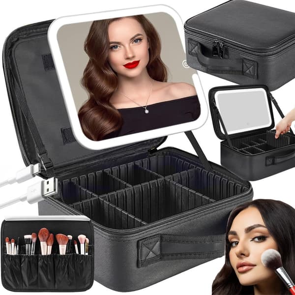 Makeup taske med LED-spejl